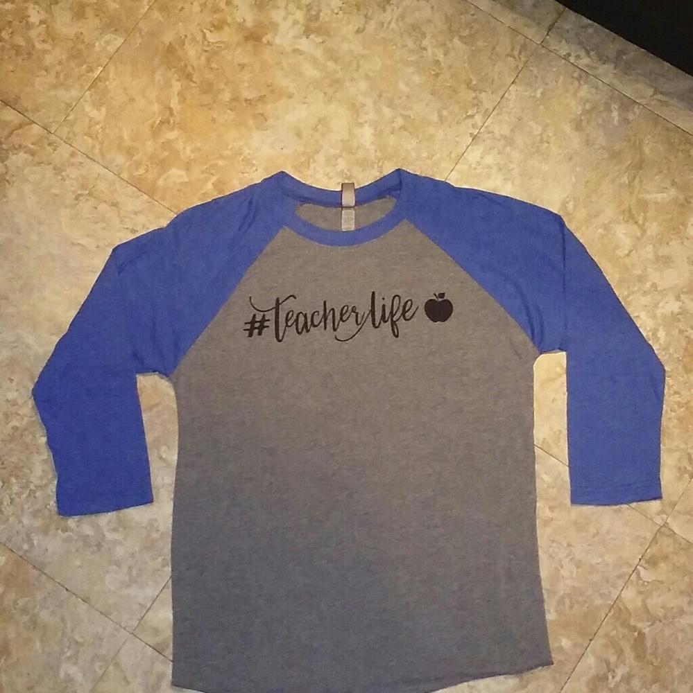 Teacher Life raglan tee, size S